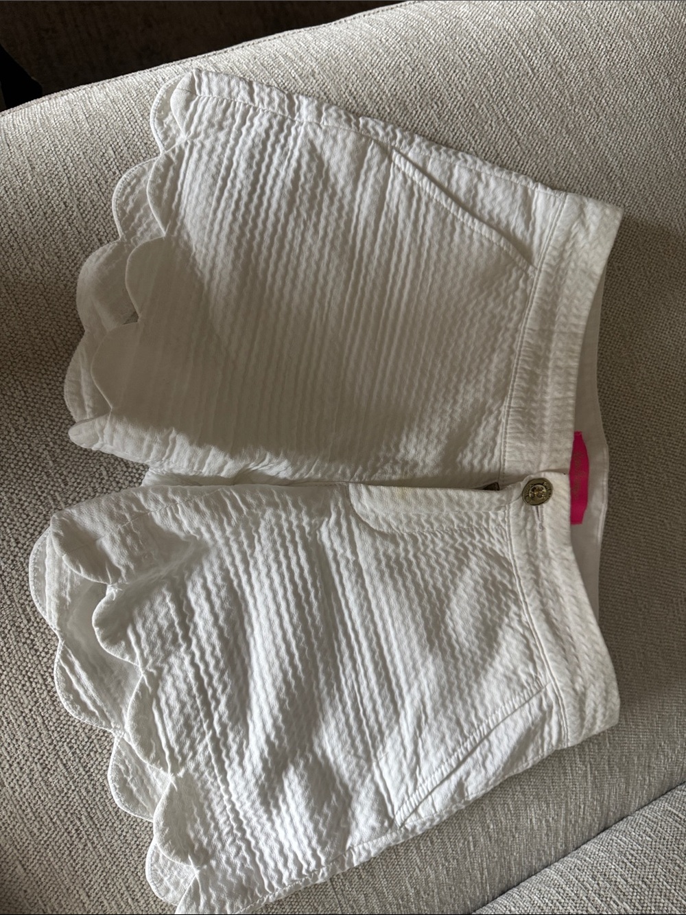 Lilly Pulitzer White Scallop-Hem  Shorts